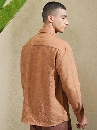 Image of Highlander Men's Relaxed Fit Shirts | Self Design | Long Sleeves | Spread Collar | Casual Shirts | Stylish Shirt