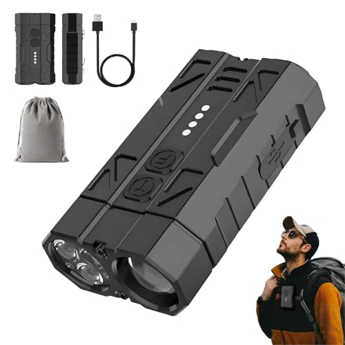 High-Brightness Pocket Dual-Module Outdoor Flashlight, Lampe Torche LED Ultra Puissante, Mini Lampe de Poche EDC avec Double Éclairage, Base Magnétique et Clip, Étanche pour Camping, Randonnée (1pc)