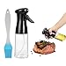 Flacone spray per olio, flacone spray con pennello e atomizzatore, distributore di olio alimentare, adatto per cucina, barbecue, cottura (210ML, nero)