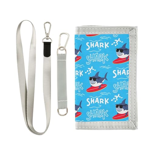 ALAZA Kids Wallets for Boys Girls Toddler Trifold Wallet Children Small Shark with Zipper Coin Pocket