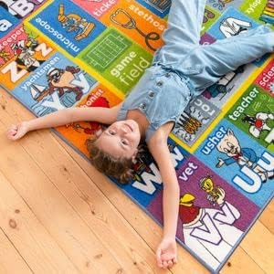 Miniatura 4 de Looney Tunes - Alfombra educativa para niños, alfabeto ABC, profesiones y trabajos a juego, tapete de aprendizaje interactivo para aula, sala de