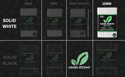 Image of (12mm, 50 Straws) | Biodegradable Boba Straws | White Colour | for Thick Shakes and Bubble Tea (Boba Tea) | Direct from Manufacturer