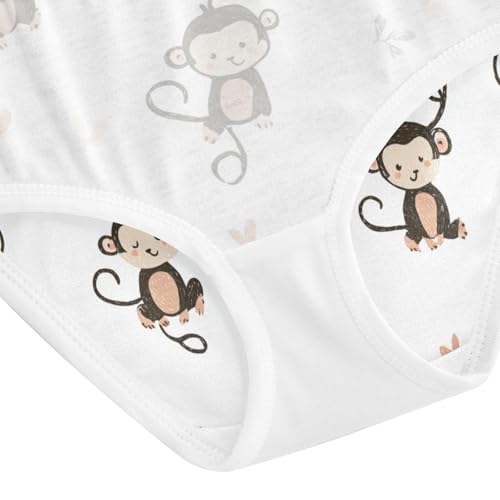 Wusikd Cute Monkeys Girls' Underwear Cotton White Girls Briefs Soft Toddler Underwear 2T 5
