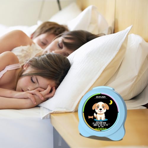 Sinoviwe Kids Alarm Clock Sun & Moon& Dog LED Display with Day & Date OK to Wake Clock with Night Light for Kids Children's Sleep Trainer Gift for Boy and Girls - image 9