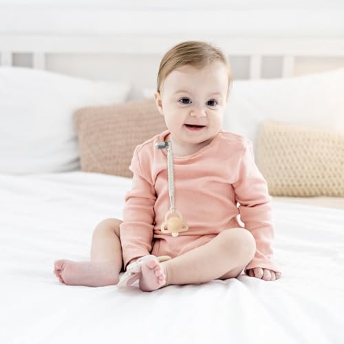 Image of TenderBabe Silicone Pacifier Clip for Baby Boys and Girls, Pack of 6 Soft Flexible Paci Binky Clips with One-Piece Braided-Style Design,BPA-Free Newborn Essentials