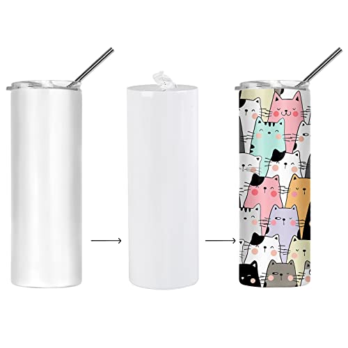 Image of 5.4 x 10.2 Inch White Sublimation Shrink Wrap Sleeve for 20 OZ Sublimation Skinny Tumbler and Other Suitable Blanks,Heat Transfer Shrink Wrap Sleeve for Print by Oven, 50 Pcs Shrink Wrap Film