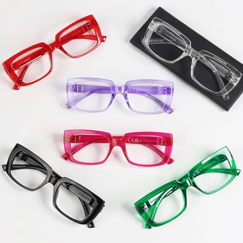Image of Eyekepper Square Reading Glasses 1.75, Readers for Women, 6 Pack Stylish | Ladies Reader Eyeglasses, Screwless Spring Hinges, Fashion Womens Cheaters, Metalless Unbreakable, Scratch Resistant