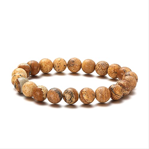 Bracelet perles jaspe paysage naturel 8mm Reiki homme femme perle lithothérapie