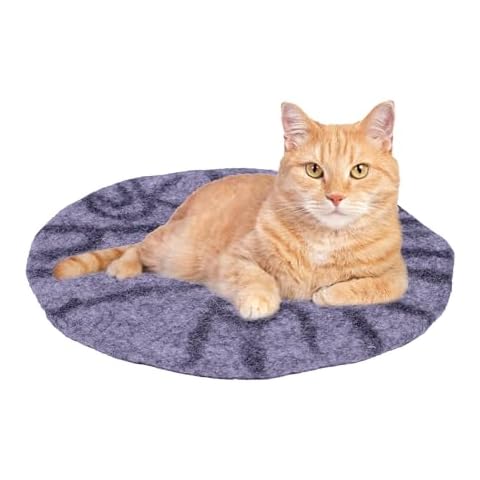 HAUSSIMPLE Cat Bed Mat Natural Merino Wool Cozy Large Carpet Pad for Pet Cats Kitty Small Dog House Warm Organic Sheep Wool Scratch Floor Mats Rug Bedding (Gray Tiger, X-Large) Cover