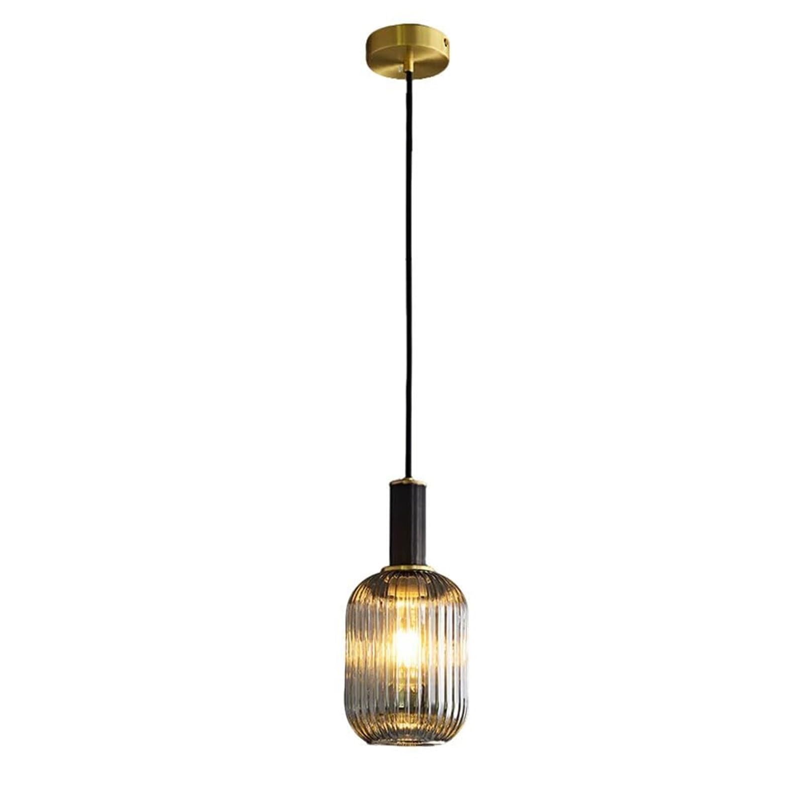 KHUKHU Nordic Style Glass Pendant Lamp, Creative Lantern-Shaped Hanging Light Lampshade, Flush Mount Ceiling Lamp, E26 Light Source Single-Head Pendant Light, Balcony Restaurant Decorative(15cm)