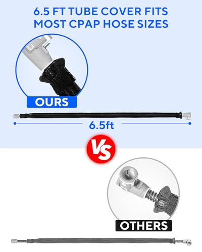 Image of 6.5ft CPAP Hose Cover for Heated Tubing, Double-Sided Thickened Cpap Tube Cover Compatible with Resmed Airsense Climatelineair 10&11 Tubes (Black)