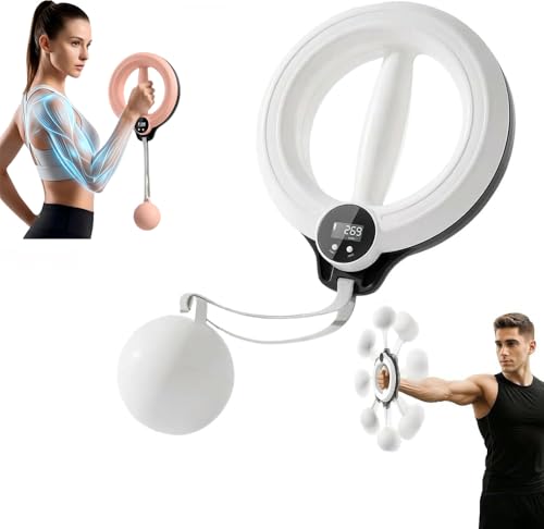 Infinity Hoop 2.0 for Arms and Shoulder 2026 Upgrade Exercise Equipment Smart Flabby Arm Exerciser with Digital Tracker 360 Hand Crank Forearm Workout for Home Workout Gym (White)