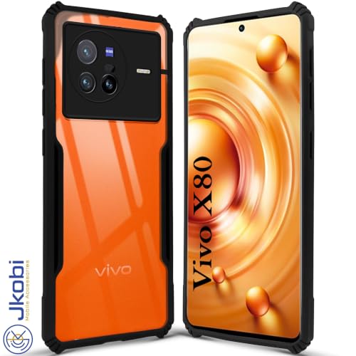 Image of Jkobi Hybrid Back Cover Case for Vivo X80 (Shockproof with Polycarbonate Clear Panel | Professional Black)