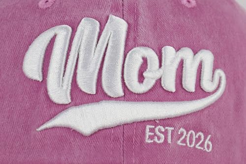 Image of 2PCS Mom and Dad EST 2026 Hat, 3D Embroidered Adjustable New Parents Gifts Baseball Cap