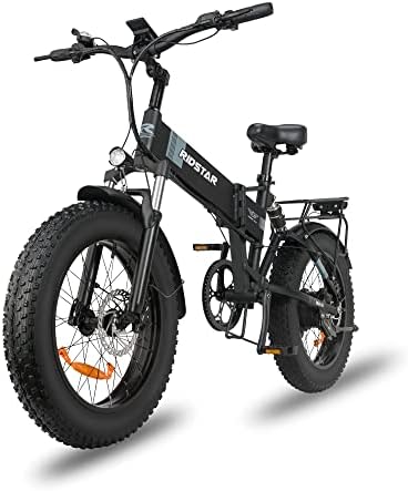 Recherclie Snow Electric Bike for Adults Foldable 1000W Motor,26 MPH 48V/14Ah 20'' x 4.0 Fat Tire Removable Battery Assist Bicycle with Shimano 7-Speed Snow Beach Mountain Ebikes black