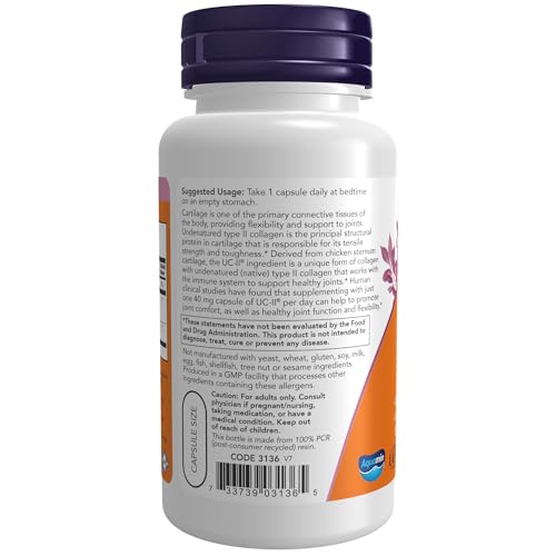 NOW UC-II Type II Collagen,120 Veg Capsules - Image 3
