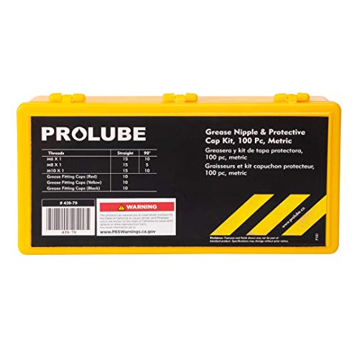 Image of PROLUBE 101-piece Metric Grease Fitting Kit | 6,000 PSI | Includes M6, M8 & M10 Fittings (Straight, 45, 90) | Easy Out Tool (Small & Large) #43978 (GFT /ESO /KIT /M-101)