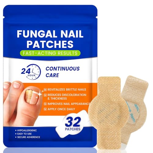 Fungal Nail Patches 32Pcs Toenail Fungus Treatment Extra Strength Nail Fungus Treatment Patches for Toenail and Fingernails Toe Nail Fungal Treatment Pads Gentle & Safe Use for Day Night(Blue)