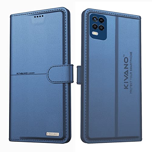 Image of KIVANO PROFESSIONAL SERIES Wallet Case for Realme 9 5G / 8 5G / 8s 5G / Narzo 30 5G | LUXURIOUS DESIGN | HANDCRAFTED UNIQUE | PREMIUM | PU Leather Flip Cover | Card Slots | Kickstand | Magnetic Closure - Dark Blue