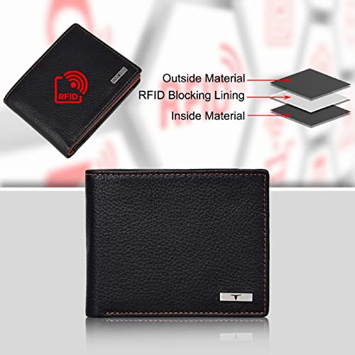 URBAN FOREST Kyle Black/Redwood Leather Wallet for Men, 6 Card Slot (Image - 7)