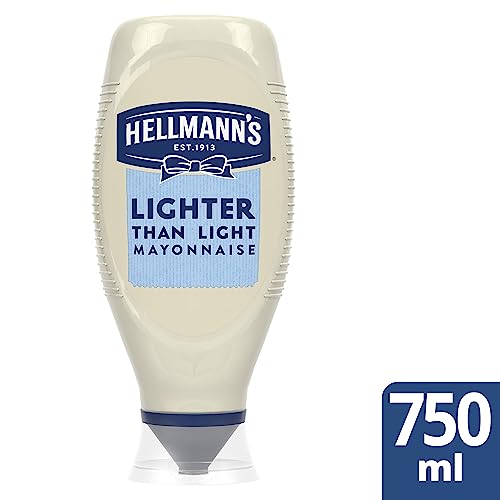 Hellmann's Lighter than Light Mayonnaise 100% recycled plastic bottle light mayo for sandwiches, wraps, and salads 750 ml