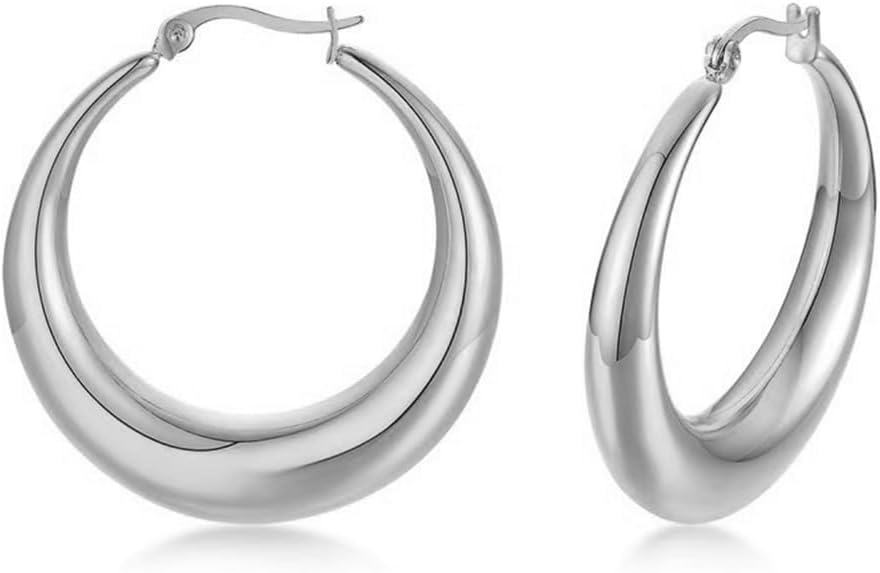 Orecchini Acciaio Uomo Donna, Orecchini A Cerchio Per Donna Uomo Orecchini A Argento Cerchio Orecchini Huggie Per Unisex, Argento, 7mm - Foto 6