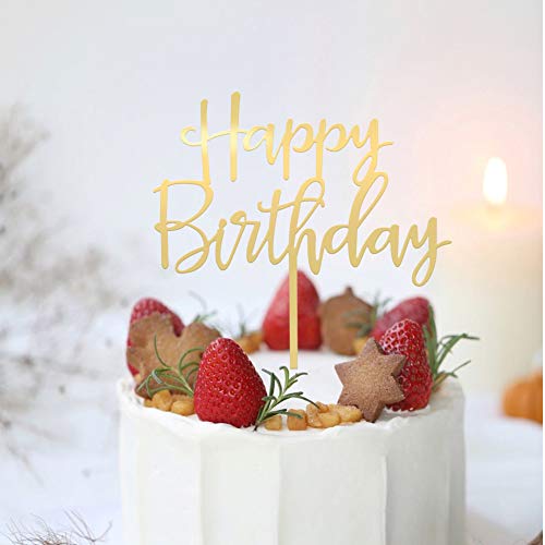Cc Town 10010 Happy Birthday Cake Topper, Mirrored Gold Acrylic Versatile Cake Topper For Birthday Party Decoration Ideas thumb #6