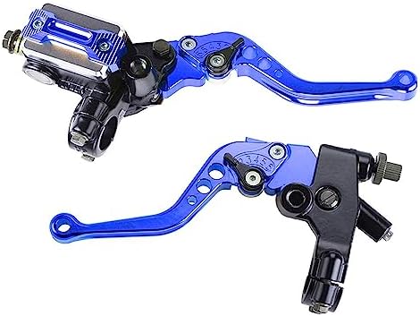 Vatkan Universal Motorcycle Brake Lever 7/8" 22mm Hydraulic Brake ＆ Clutch Master Cylinder Reservoir Lever Left ＆ Right Modification Brake Clutch Lever for Harley Honda Kawasaki Suzuki Yamaha（Blue）