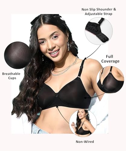 Image of Leading Lady Women Printed Lightly Padded Non Wired Seamless T-Shirt Bras | Adjustable Straps | Full Coverage | Everyday Bra (Pack of 1)