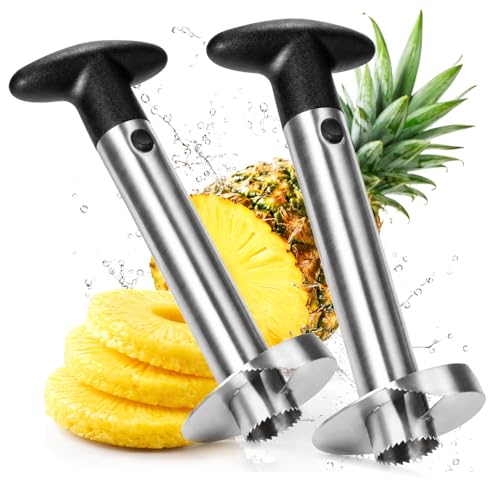 COM-FOUR® 2x coupe-ananas 3 en 1 - épluche-ananas en acier inoxydable, va au lave-vaisselle - vide-ananas - vide-ananas avec lame tranchante (02 pièces -...