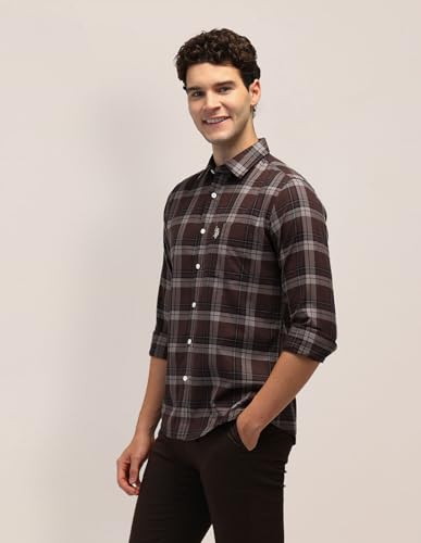 Image of U.S. POLO ASSN. Men's Pure Cotton Regular Fit Grid Tattersall Checked Shirt