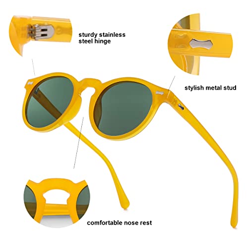 Gleyemor GL886E Vintage Polarized Sunglasses For Men Uv400 Protection Retro Round Sunglasses Hand-Crafted Acetate Frame thumb #4