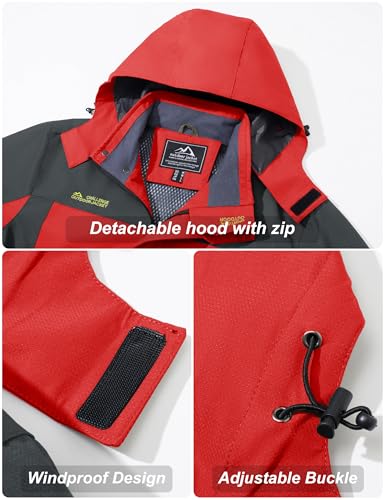 Image of MAGCOMSEN Men's Hooded Windproof Water Resistant Rain Jacket Windbreaker 5 Pockets for Hiking,Fishing,Runing