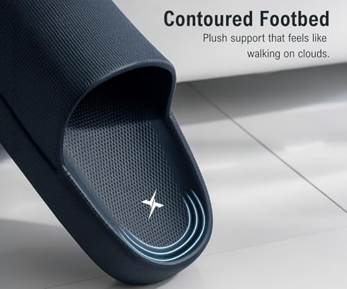 Image of Kraasa Cloudfoam Pillow Slippers for Men Non Slip Quick Drying Shower Slides Bathroom Sandals | Ultra Cushion | Thick Sole