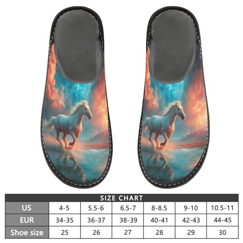 Slippers for Women Running Horse under Fiery Sky Soft Fuzzy Women's Slippers Indoor and Outdoor Shoes3