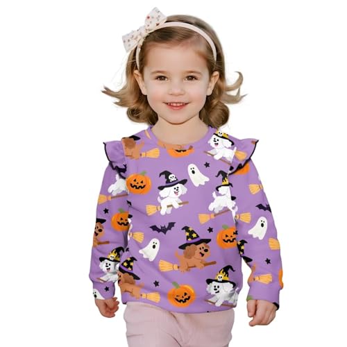 Girls Long Sleeve Sweatshirts Casual Crew Neck Pullover Sweat Shirt Home School Tops Fall Winter Clothes for Kids