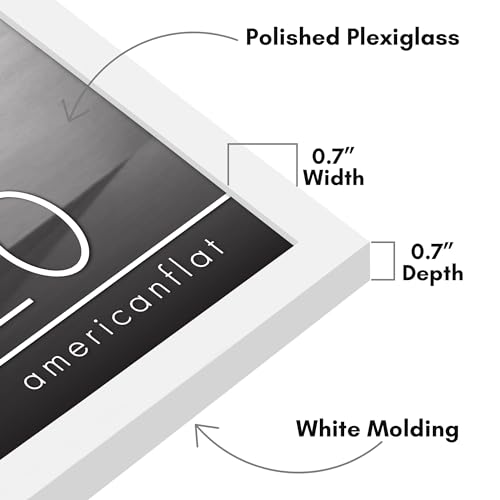 Americanflat 16x20 Picture Frame with Polished Plexiglass - Streamline Collection - Thin Border Picture Frame for Wall Display - Hanging Hardware Included - White
