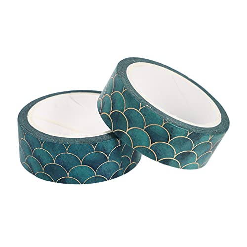 NUOBESTY 2 Rolls Washi Tape Decorative Masking Adhesive Tape Mermaid Fish Scale Tape for DIY Crafts Gift Wrapping Bullet Journals Planners