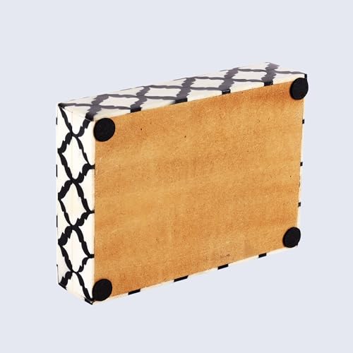 Image of Moroccan Pattern Inspired Collection, Storage Organizer Decorative Box Multipurpose Gift - Moroccan B&W 5x7x1.5 inch