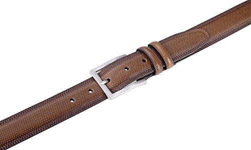 Sportoli Men's Classic Genuine Leather Perforated Dress Buckle Belt - Brown (Size 38)4