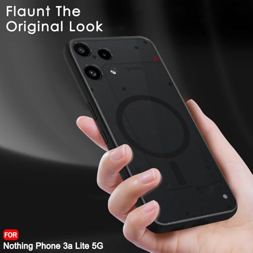 Image of TheGiftKart Hybrid Shockproof Back Cover Case for Nothing Phone 3a Lite 5G Compatible with MagSafe | Hard Back Cover for Nothing Phone 3a Lite 5G (PC & TPU, Translucent Smoke Matte Back, Black Sides)