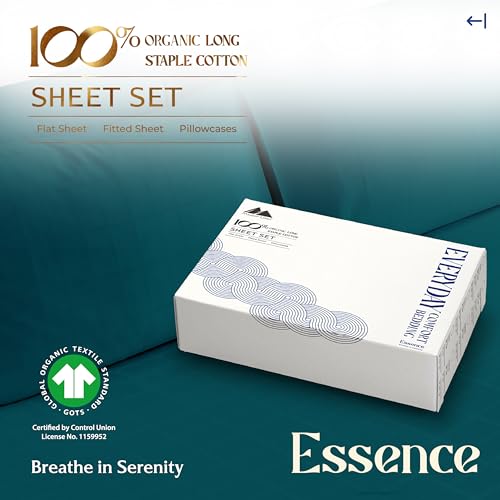 Image of Mayfair Linen Organic Cotton Sheets Twin XL Size, 16 inch Deep Pocket, Teal