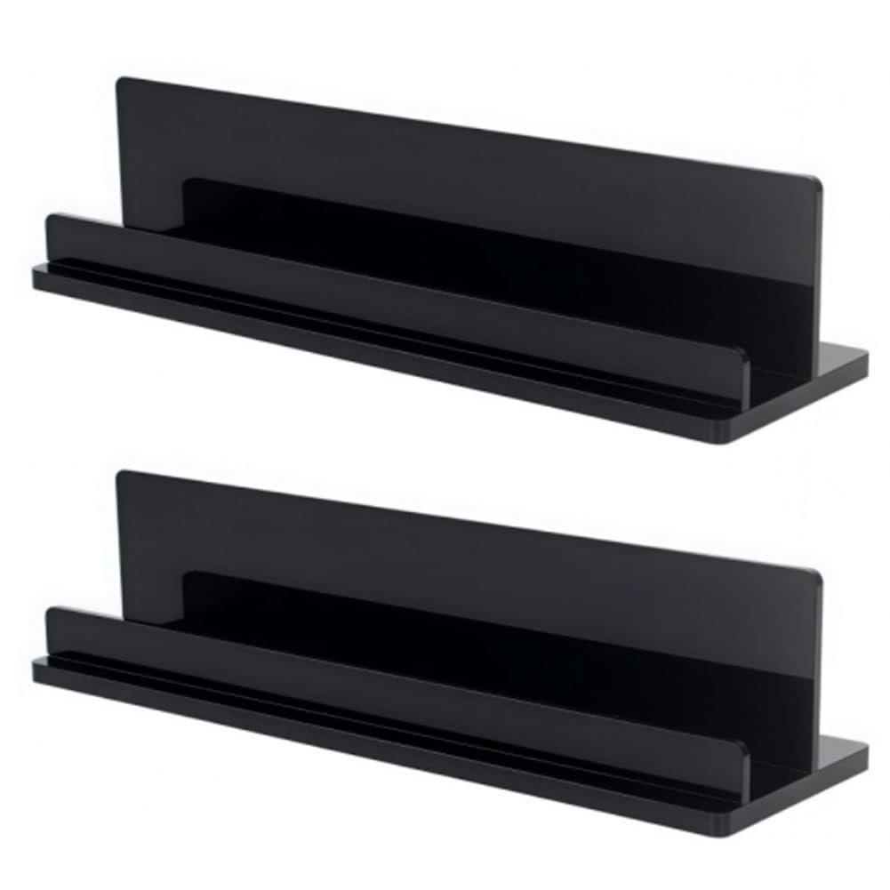 UDSKNV[KSL For Album Storage Acrylic Vinyl Record Display Stand, Black LP Record Decor Holder with Scratch Proof Design, 2 Pack