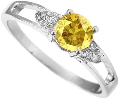 Yellow Sapphire Lab Grown Gemstone Silver plated Meditation Ring Men & Women All