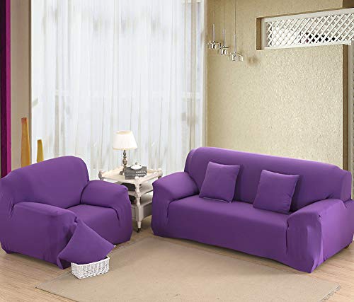 Housse de canapé élastique antidérapante violette 145 185 cm