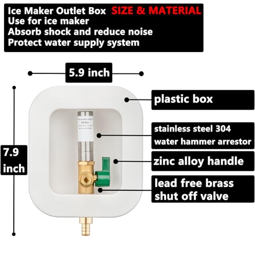 (1 Pack) Lidertik 1/2 inch Crimp PEX-B Pre-Assembled Ice Maker Outlet Box Valve 1/4 inch Recessed Refrigerator Water Line Wall Box with Shut Off Valve and Stainless Steel Water Hammer Arrestor 621-LK by Lidertik - Used condition - Image 4