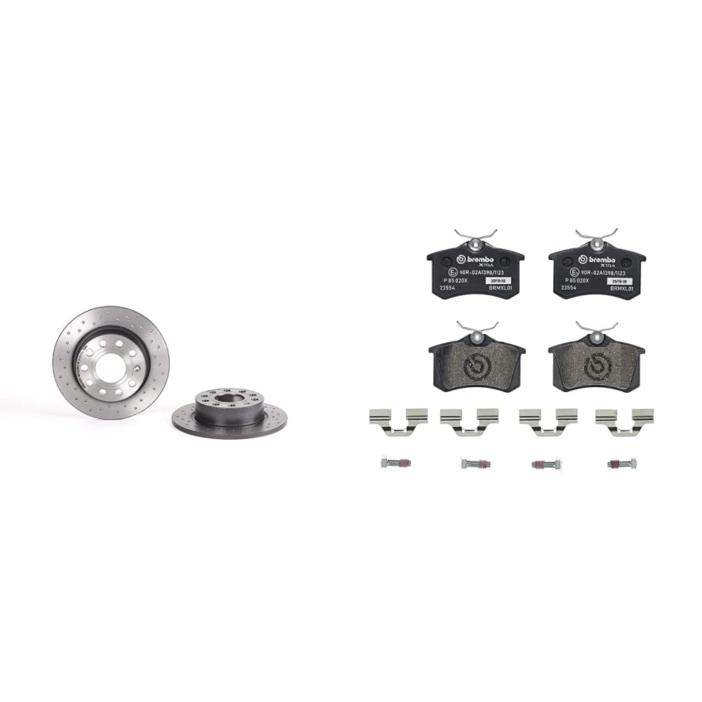 Brembo Xtra 08.9502.1X - Disco Freno Forato Posteriore, Set di 2 & P 85 020X Pastiglia Freno