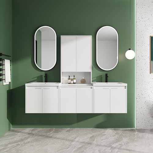 sernoxa 72 inch Bathroom Vanity Double Sink,Floating Vanity with Resin