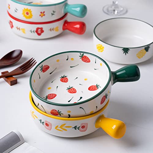 UPKOCH Tigelas de sopa de cebola francesa com alça linda tigela de cozimento de cerâmica de morango