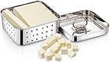 Archy Creations Stainless Steel Paneer Maker, 450ml Capacity, Square Paneer, Cheese and Tofu Mould with Strainer, Silver